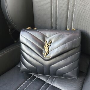 Yves Saint Laurent Black Chevron Shoulder Bag Small Lou Lou